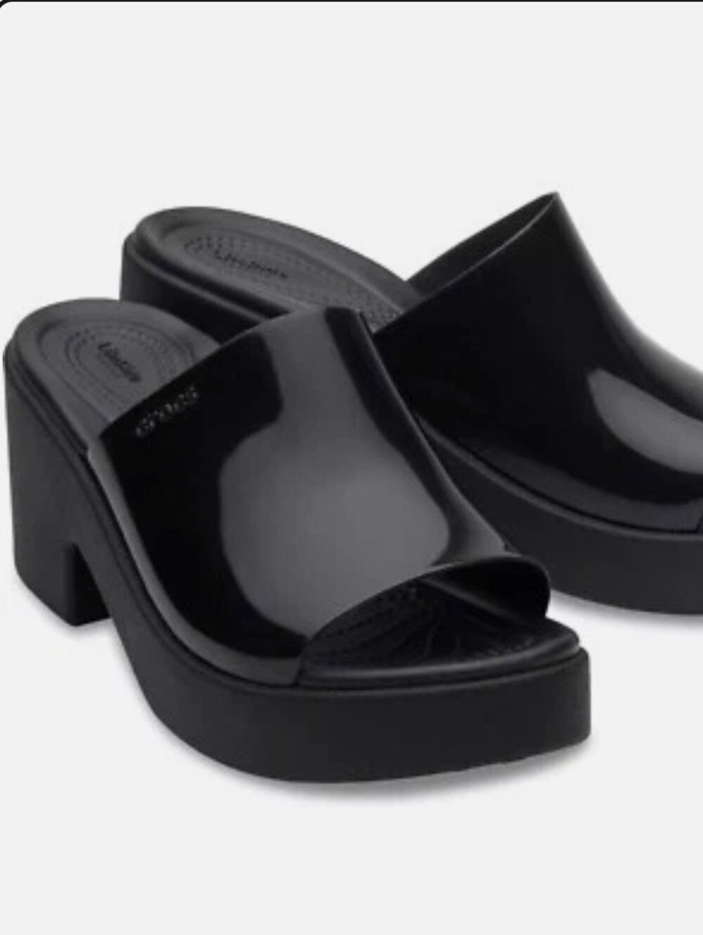 Crocs Black High Shine Y2K-inspired Brooklyn Wedge Platform Heels (Size US 10)